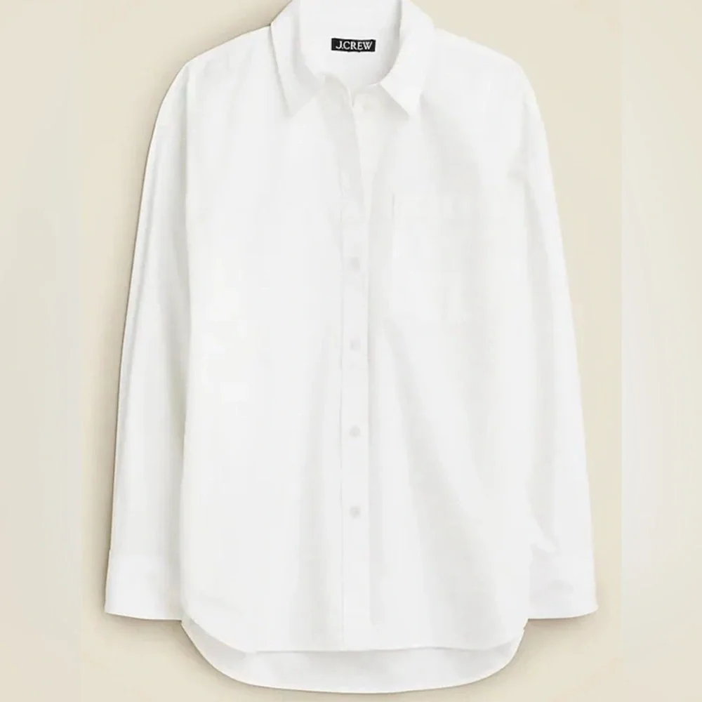 J. Crew Etienne Oversized SMALL White Button-Up in Cotton Poplin NEW White  $98
